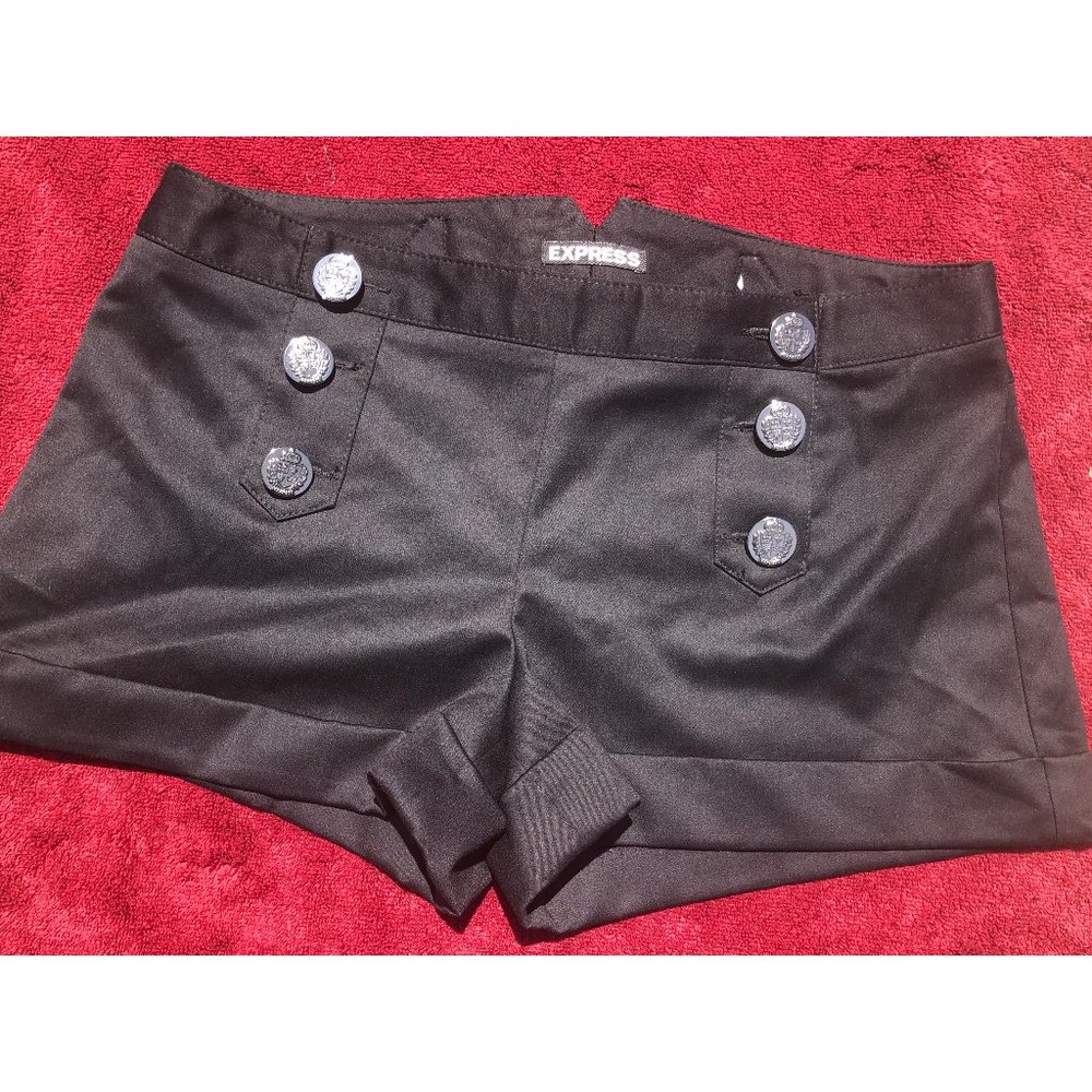 Express Black Shorts with Silver Buttons in Front